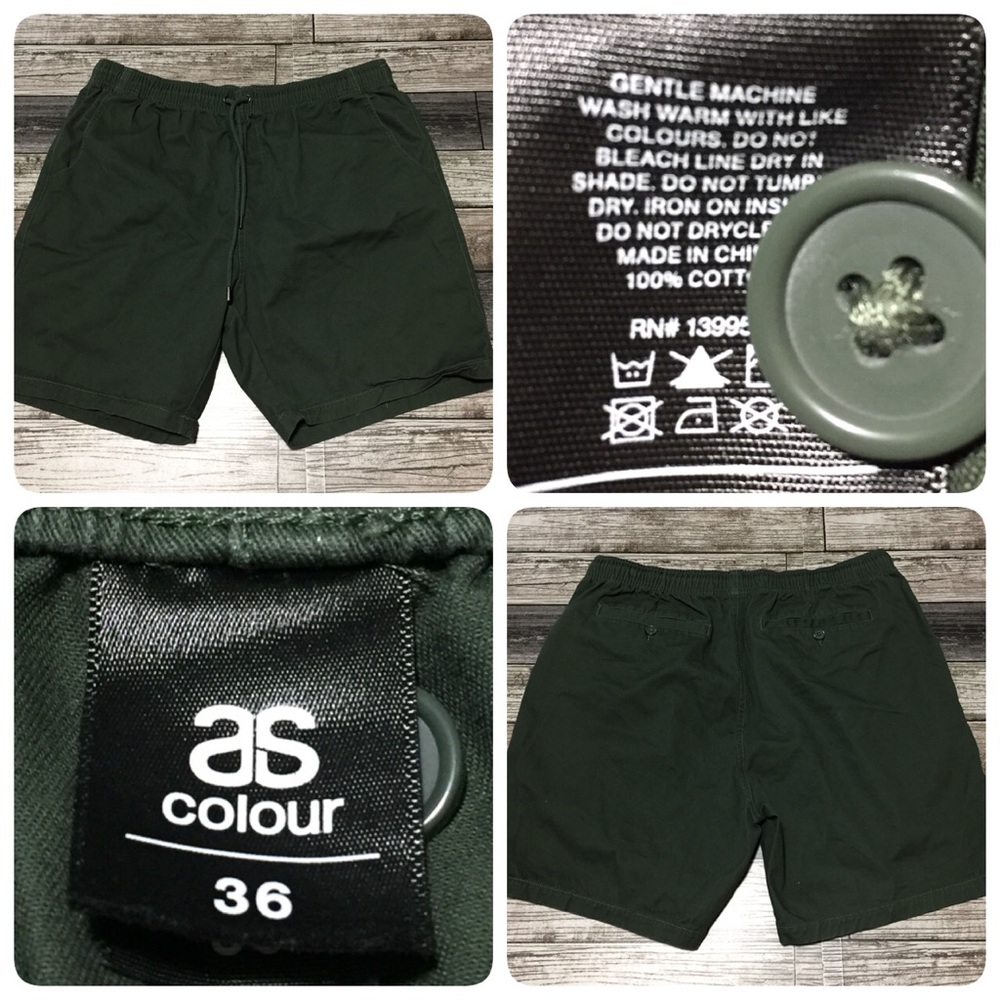 As Colour Drawstring Chino Shorts Men’s 36 Green (Inseam 6.5)